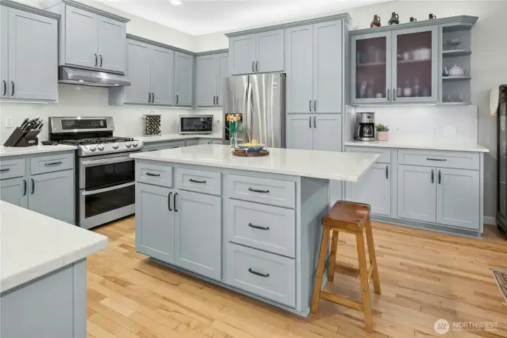 Custom cabinets with space saving features and slide outs