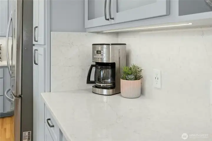 Coffee station…notice the customer LED counter lights