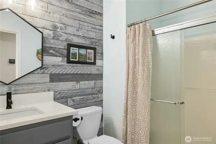Main floor bathroom with walk in shower