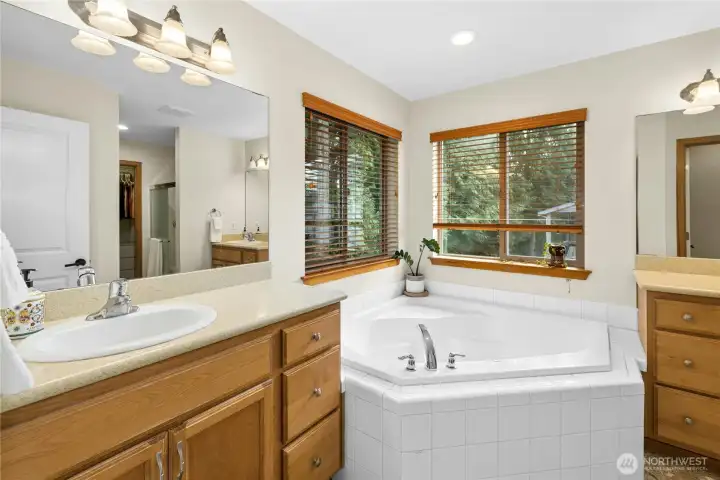 En-suite primary 5 piece bathroom