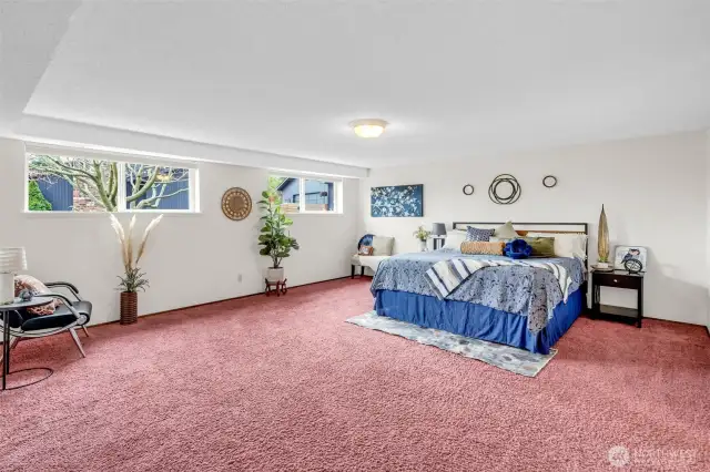 Lower level primary suite with bathroom