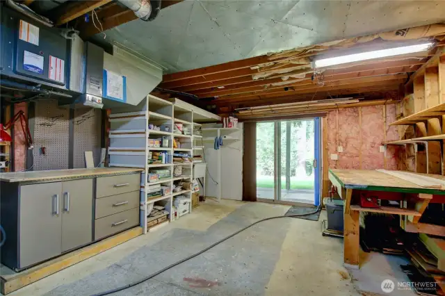 Workshop in lower level partially furnished.