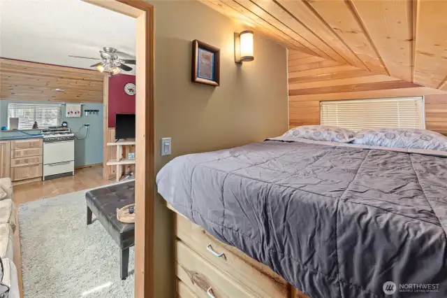 View from main cabin bedroom to rest of cabin
