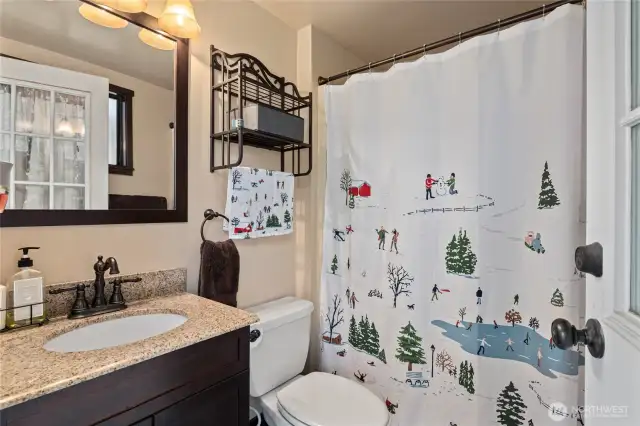 Nice bathroom with a large shower!