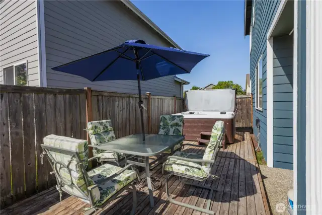Additional view of the deck and hot tub.