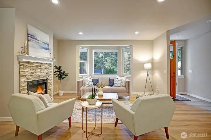 Great Room Open Floor Plan with Gas Fireplace