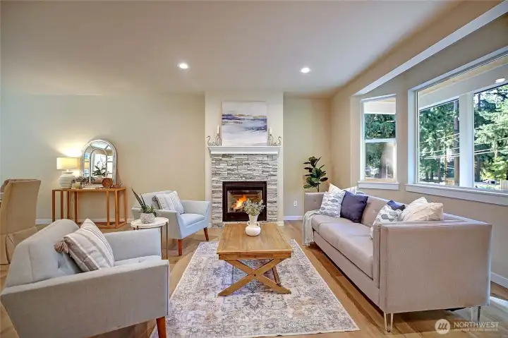 Great Room Open Floor Plan with Gas Fireplace