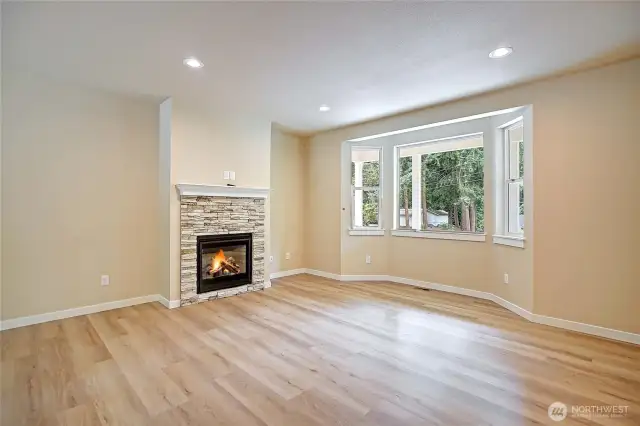 Great Room Open Floor Plan with Gas Fireplace