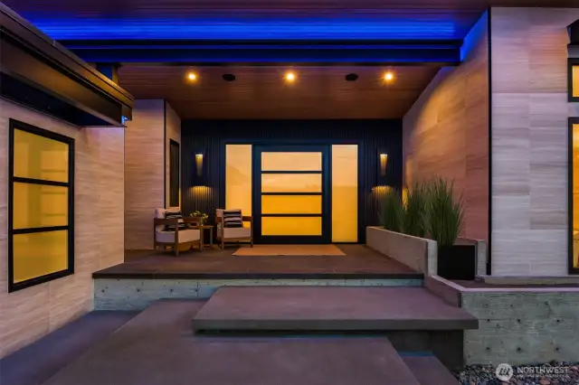 Floating stairs poured with sand concrete, steel fabrication, and board formed concrete. WOW.