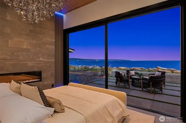 All these high-end finishes. Pull a drink out from the Sub-Zero before you retire while watching the whales cruise by. Nighty night, your dreams have come true.