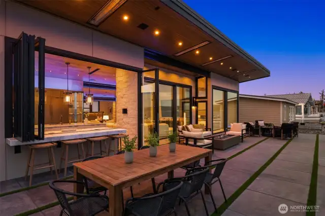 The 3 foot by 3 foot stone pavers hold the heat from the sun, feels so nice on the toes when the sun goes down.