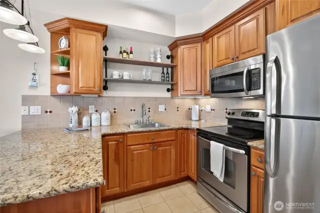 upgraded counters, appliances, cabinets