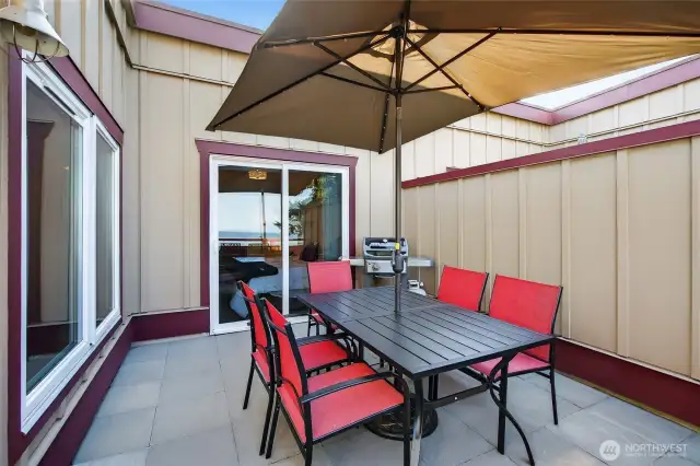 Can enter balcony from living room or primary bedroom
