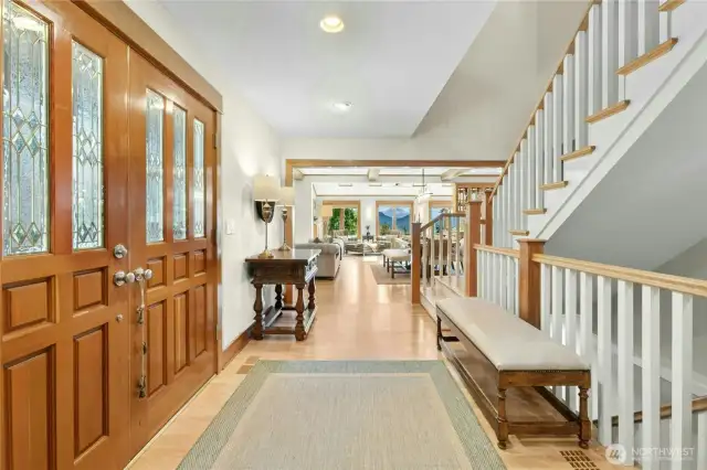 Large Double Door entry way allows for ample space to greet guests.