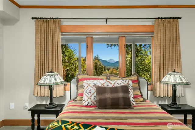 Lower Level Bedroom 4 - double closets and Mt. Rainier View.
