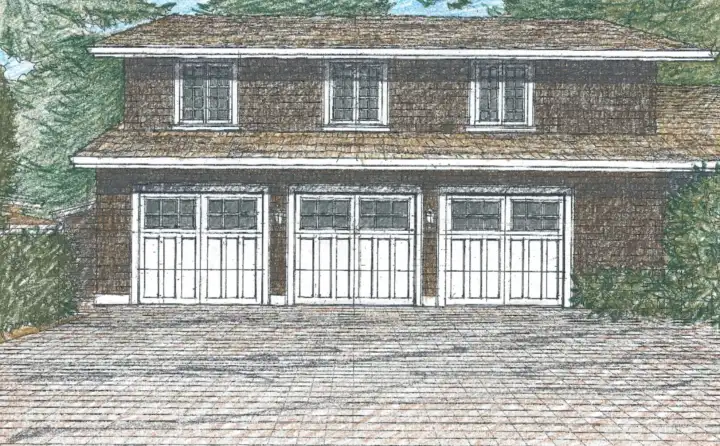 This is a sample elevation of what the house could look like if the existing family room was converted back into a 3-car garage. Please reach out to listing agent for more information.