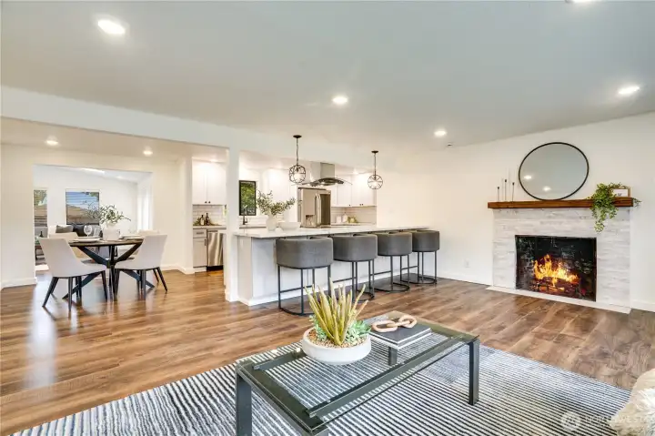 Open and inviting floor plan flows effortlessly into the kitchen and family room—perfect for gatherings.
