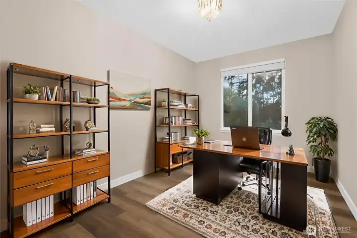 Lower level room perfect for home office or guest space.