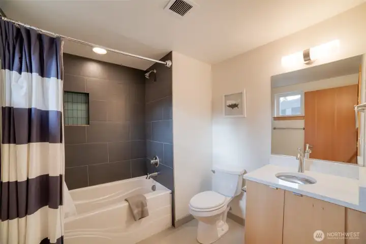 Full bathroom upstairs and 3/4 bathroom on the main floor