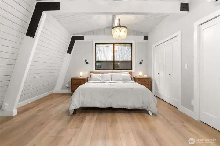 Primary bedroom on the upper area