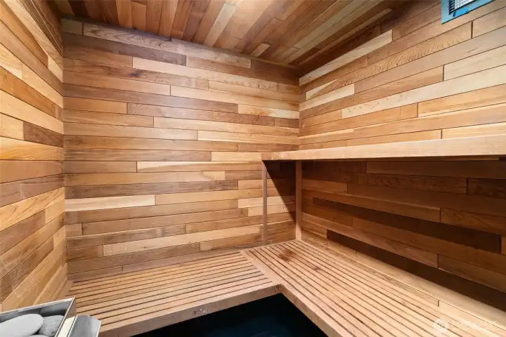 Sauna on the lower level.