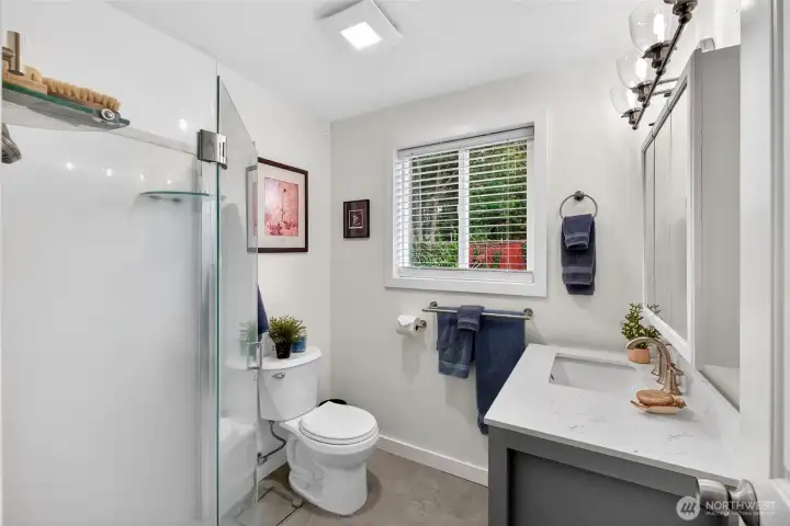 Stylish Primary bath was recently updated