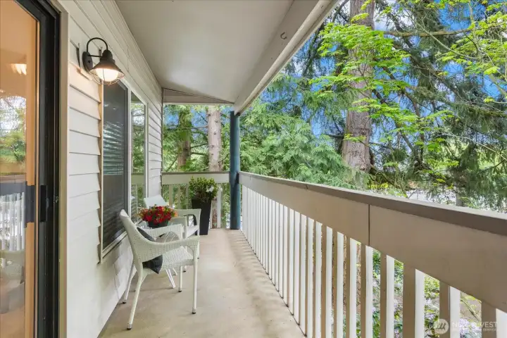 South facing exterior deck and 1 of 2 storage closets.