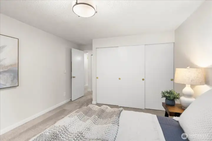 2nd bedroom with large closet space.