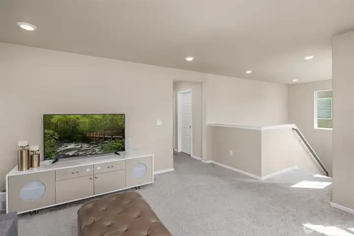Upper level loft with views of Mt Rainier
