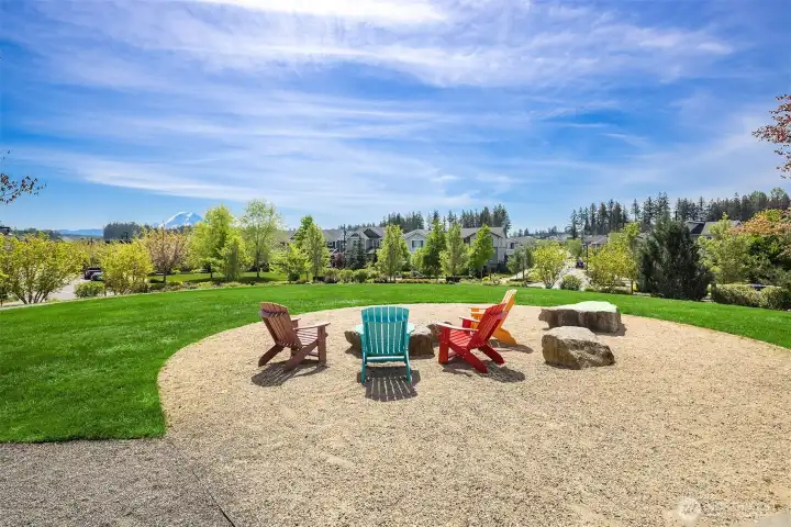 Trails Village Green Park and views of Mt Rainier
