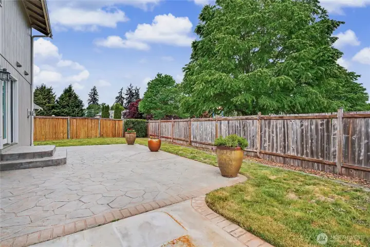 Large stamped patio for entertaining.