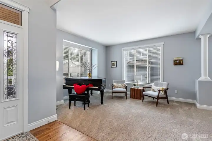 Formal living room with new blinds.