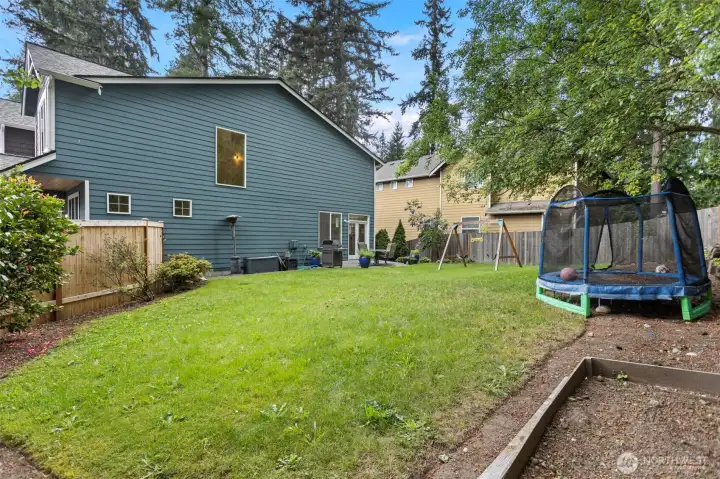 Plenty of room for play and gardening.