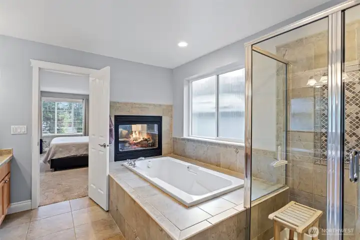 Separate shower and tub.
