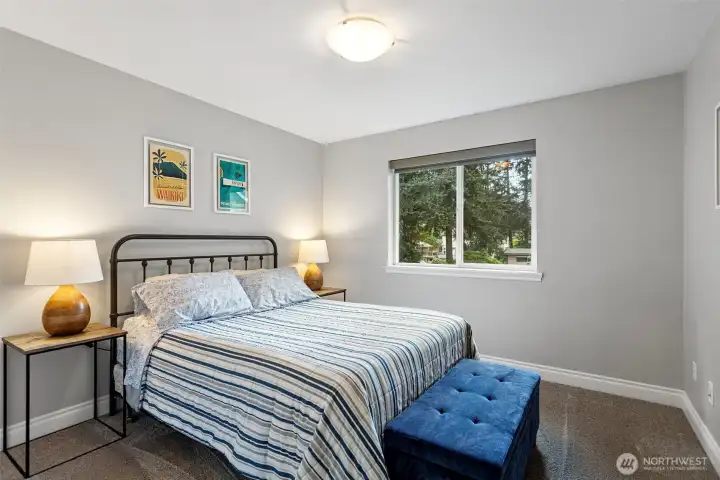 Upper level bedroom 2 with blackout shades.