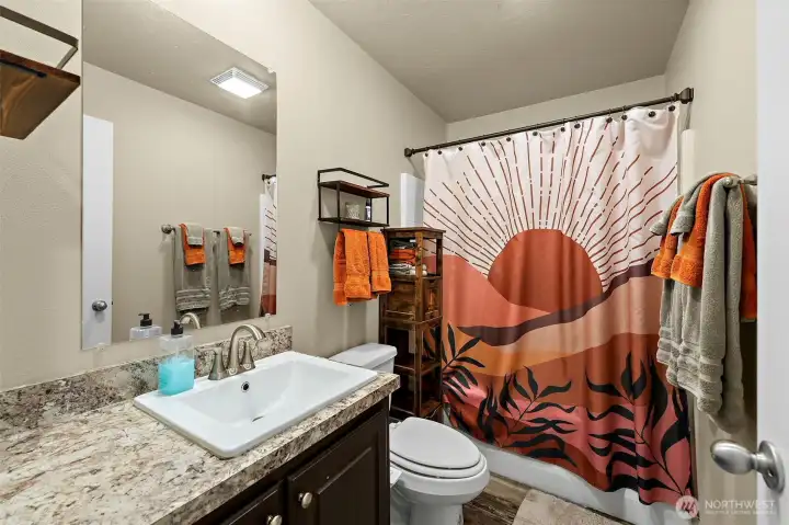 Large full sized bathroom.