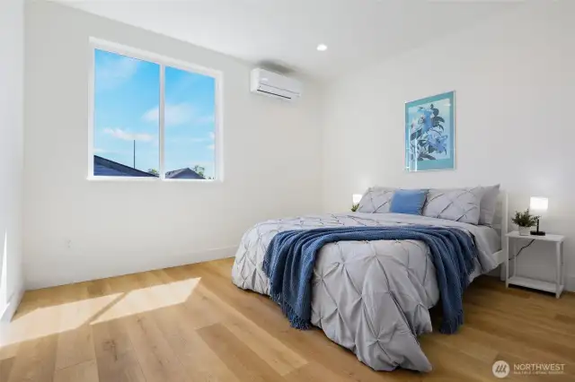 Primary bedroom with attached bathroom.