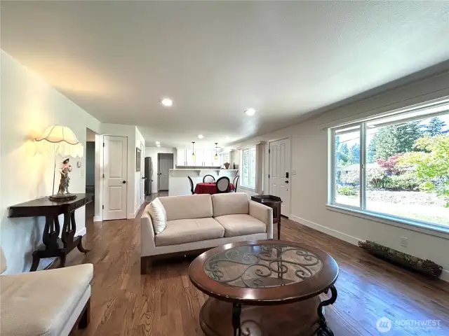 living room, open concept, kitchen behind