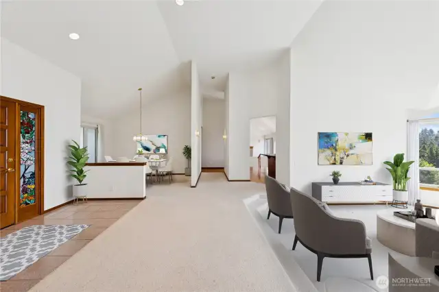 Large entry leading directly into the living room with views.  Virtually staged.