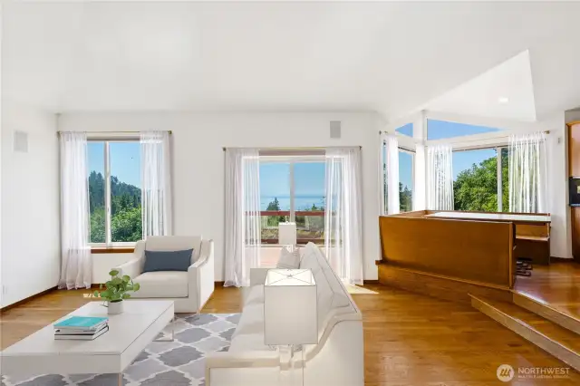 Spacious living room off the kitchen, all new sliding door and windows throughout.  Virtually staged.