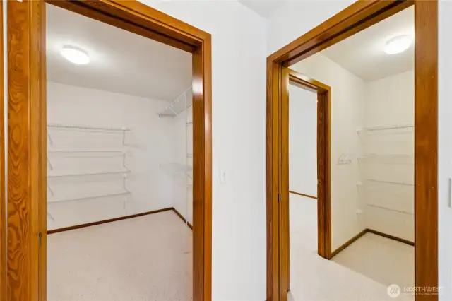 Double walk-in closets in Primary ensuite.