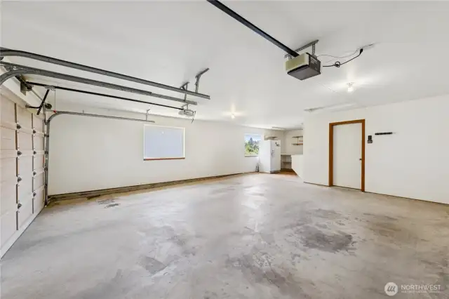 Double car garage with natural light.