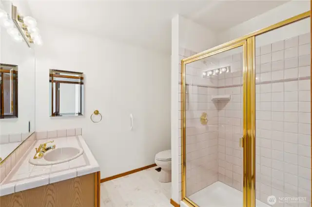 Bathroom 2 on lower level with stand-up shower.