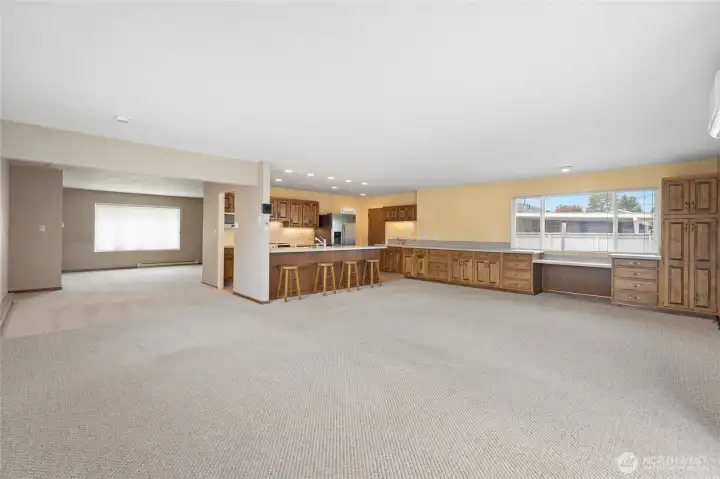 Great room with cabinets