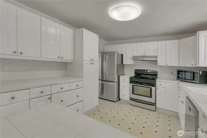 The kitchen comes with all of the appliances