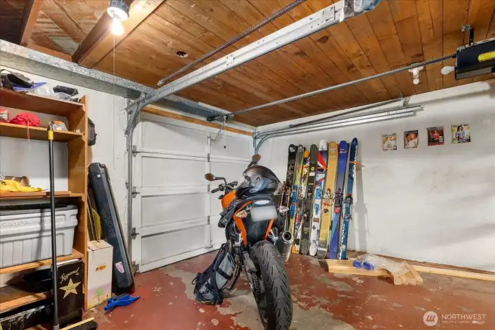 Garage with storage and utility/activity area