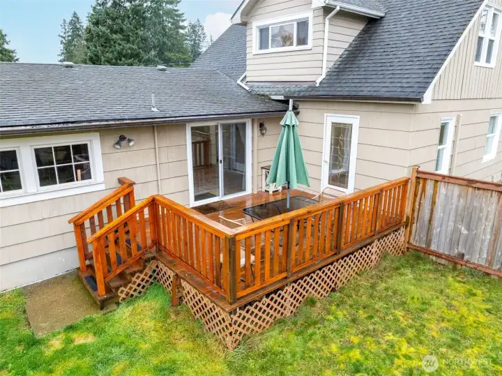 Lovely deck just off family room and main floor bedroom.