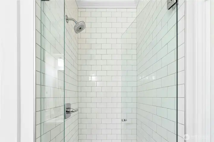 Shower on the main floor will easily help you convert the den (or family room!) to a guest room when the time calls.