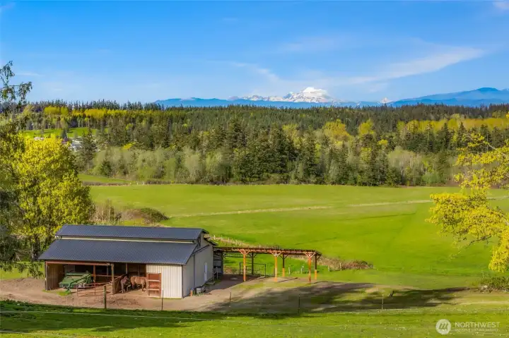 36x48 Barn + 80 feet of covered shed row in back