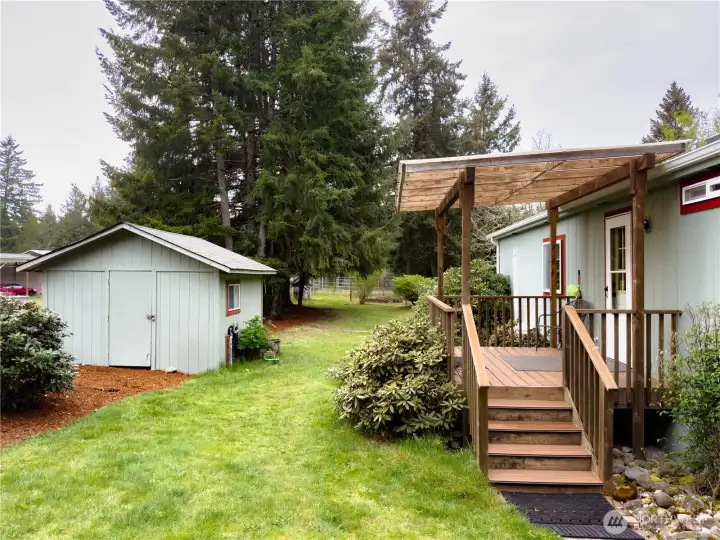 Garden Shed off 100 sq ft porch